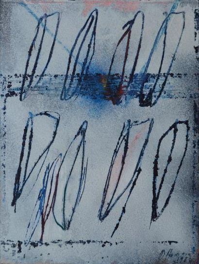 HUMAIR Daniel, né en 1938 Composition, 1984 Technique mixte sur papier, signé et...