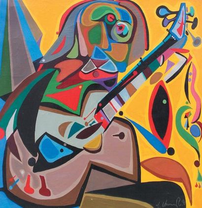 ASSATRIAN Vartan (Né en 1955) Guitariste, 1990 Peinture sur toile, signée et datée...