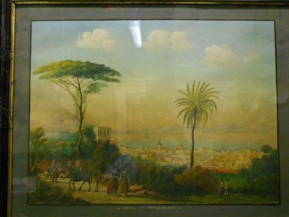 Ecole Napolitaine Napoli da Posillipo - Napoli da Capodimonte Paire de gouache, 41...