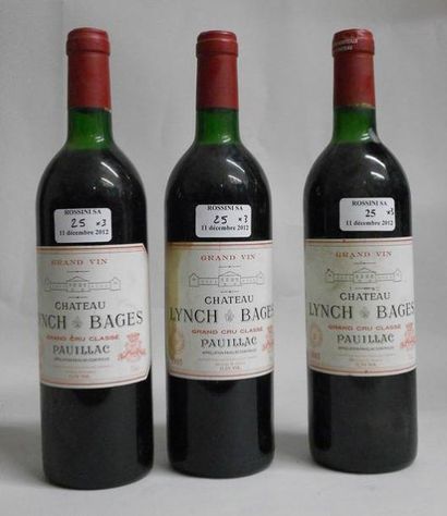 null 3 Bouteilles CH. LYNCH-BAGES, 5° cru Pauillac. 1985