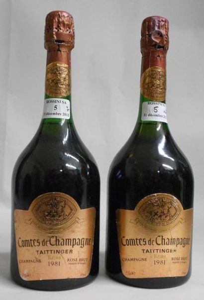 null 2 Bouteilles CHAMPAGNE "Comtes de Champagne ", Taittinger 1981 (rosé, J)