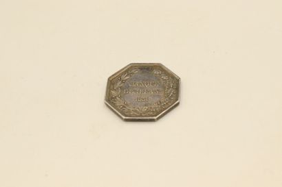 null Octagonal silver token of the Bank of Orleans dated 1838.
Obverse: bust of Louis...