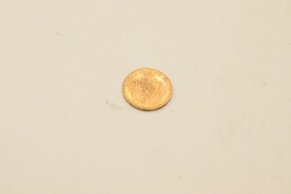 null Gold coin of 20 Belgian francs, type Leopold II 1874.

Weight : 6.40 g.