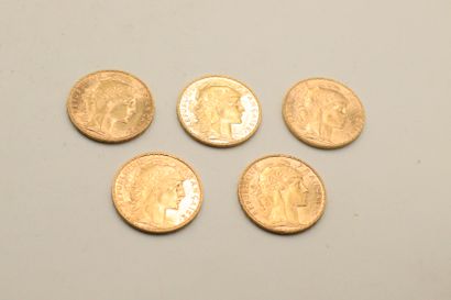 Five gold coins of 20 francs Coq
1900 - 1904...
