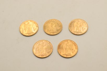 null Five gold coins of 20 francs Genie - A (workshop : Paris)
1875 - 1878 (x 2)...