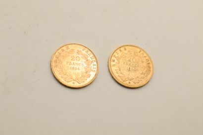 null Two gold coins of 20 francs Napoleon III bare head - BB (workshop : Strasbourg)
1856...