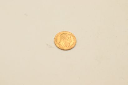 Gold coin of 20 Belgian francs, type Leopold...