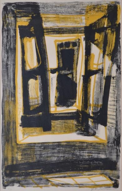 SARTHOU MAURICE ÉLIE, 1911-2000 Fenêtre Lithographie en jaune et noir (insolation),...