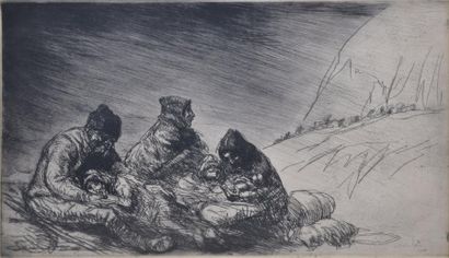 STEINLEN THÉOPHILE ALEXANDRE, 1859-1923 L'exode, 1916 Eau-forte (rousseurs), signée...