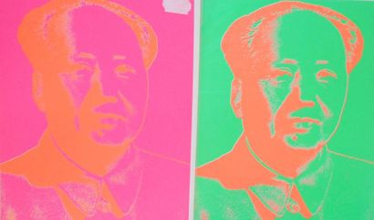 WARHOL ANDY D'APRÈS Mao Deux sérigraphies, non signées, au dos tampon Published by...