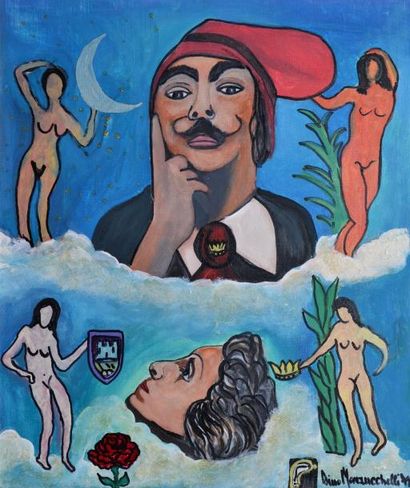 MAZZUCCHELLI DINO, NÉ EN 1936 Dali et Gala, 1979 Peinture sur toile, signée et datée...