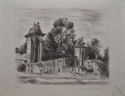 DUNOYER DE SEGONZAC ANDRÉ, 1884-1974 Entrée de parc Eau-forte en noir, n°57/100,...