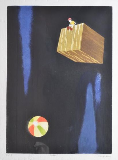 MARTINEZ LOPPO, NÉ EN 1952 Ballon Eau-forte en couleurs n°3/175 (plis sur les marges),...