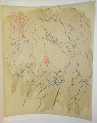 MASSON ANDRÉ (1896-1987) Nu Lithographie en couleurs, signée en bas à droite, justifiée...