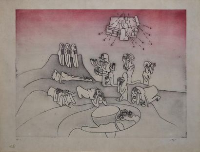 MATTA ROBERTO, 1911-2002 Composition spaciale Eau-forte en couleurs (insolation),...