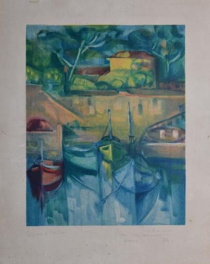 PALMEIRO JOSÉ, 1901/03-1984 Le port, 1976 Lithographie en couleurs (insolation et...