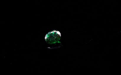 null Oval tsavorite garnet on paper. 
Beautiful color. 
Weight : 1.12 ct. 

Dimensions...