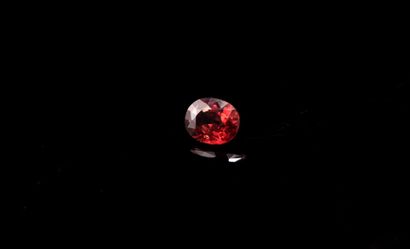 Oval orange-red spinel on paper. 
Weight...