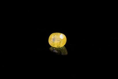 Very vivid canary yellow oval sapphire on...