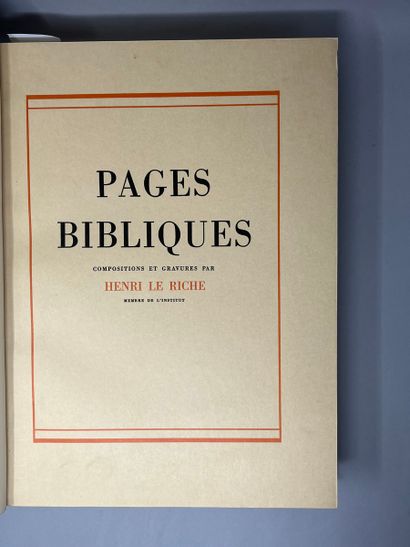 null LE RICHE. - Pages bibliques. New translation by Édouard Dhorme. Paris, 1938....