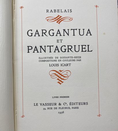 null RABELAIS (François). Gargantua et Pantagruel. Paris, Le Vasseur & Cie, 1936....