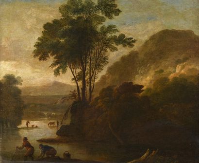null ITALIAN SCHOOL First half of the 18th century

River landscape with fishermen...