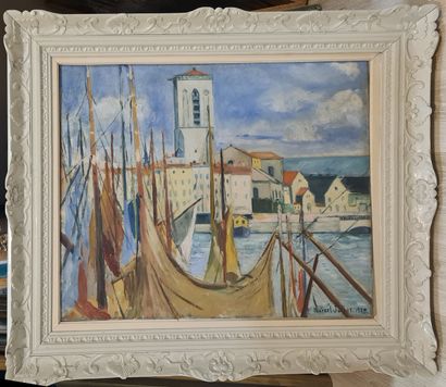 null JALLOT Marcel (1904-?)
Port méditerranéen, 1927
Huile sur toile signée et datée...