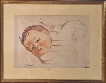 null LANDAU Sigmund, 1898-1962,
Bébé,
aquarelle sur papier (rousseurs), signé en...