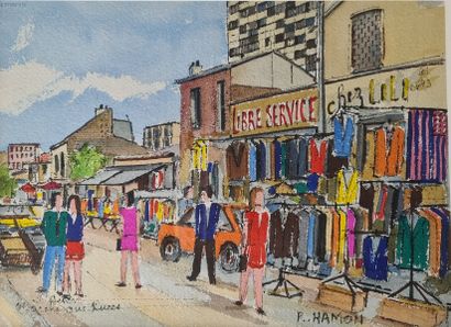 null HAMON Roland (1909-1987)
St Ouen, Flea Market
Ink and watercolor on paper, signed...