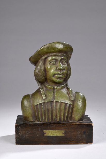 null ANONYME XIXEME - XXeme 
Portrait de François Villon en buste,
bronze à patine...