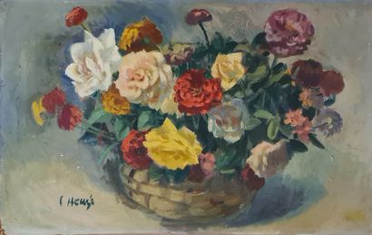 null HEUZÉ Edmond Amédée (1884-1967)
Bouquet de fleurs,
huile sur Isorel, signé en...