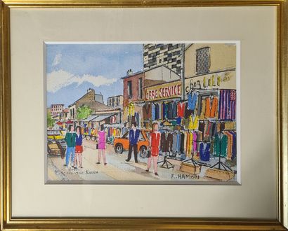 null HAMON Roland (1909-1987)
St Ouen, Flea Market
Ink and watercolor on paper, signed...