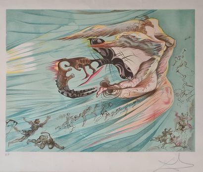 null DALI Salvador,after 
Anamorphosis of Lincoln 
Lithograph in color, signed lower...