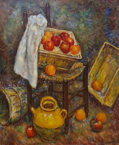 null FERRACCI Antoine, 1890-1984
Fruits, chaise et cruche
Huile sur toile, non signée,...