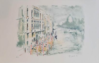 null GIGUET Antoine René (1920-2009)
Venise 
Suite de 5 lithographies en couleur,...