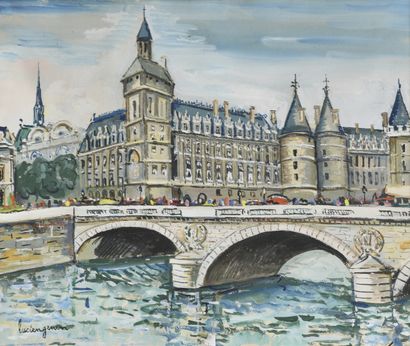 null MODERN SCHOOL 
The Conciergerie,
gouache on paper, apocryphal inscription lower...