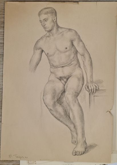 null TSOUCHLOS Vrasidas (1904-1981)
Etude d'homme assis
Mine de plomb sur papier...