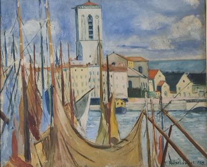 null JALLOT Marcel (1904-?)
Port méditerranéen, 1927
Huile sur toile signée et datée...