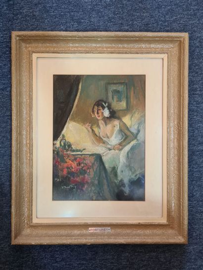 null FORTUNEY Louis (1875-1951)
Danseuse dans sa loge, 1906
Pastel sur papier, signé...