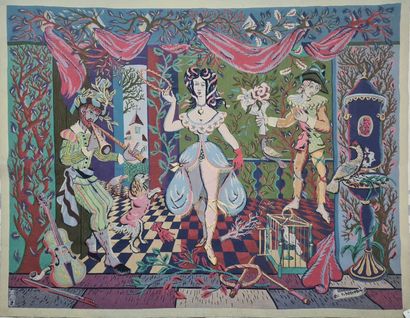 null HÉTREAU Rémy (1913-2001)
Divertissement 
tapisserie d'Aubusson, éditée par Tabard...