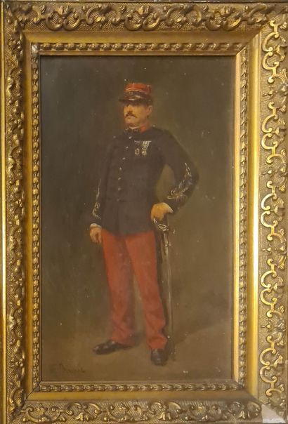 null BASSOT Ferdinand (1843-1900)
Militaire en grande tenue
Huile sur toile, signée...