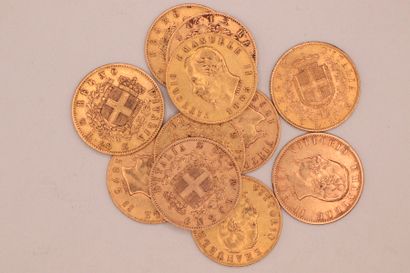 null Lot composed of 11 gold coins of 20 Lire Vitorio Emanuelle II
Weight : 70,95...