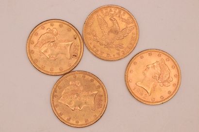 null Lot composed of 4 coins of $10 Liverty Head (1886S, 1887S, 1894, 1893)
Weight...