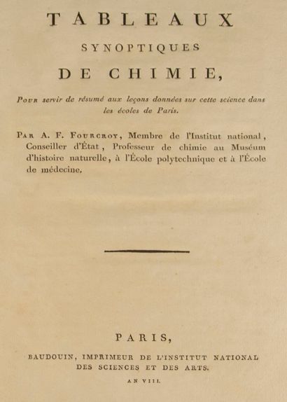 FOURCROY (Antoine-François). Tableaux synoptiques...