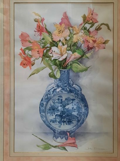 null DAVIDSON John
2 watercolors depicting bouquets of flowers 
one signed lower...