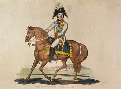 null Suite of four colored engravings featuring Frederick of Prussia, Napoleon Bonaparte,...