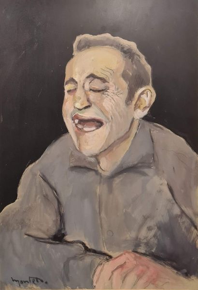 null MONTET Maurice, 1905-1997,
Tête d'expression,
gouache sur papier, signé en bas...