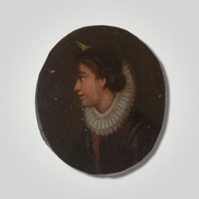 null ECOLE FRANCAISE Premier Tiers du XVIIe siècle 
Portrait de profil de femme à...