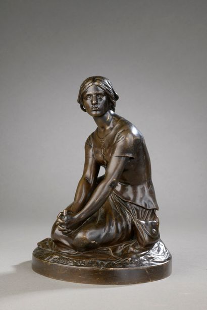 null CHAPU Henri, 1833-1891
Jeanne d’Arc
bronze à patine brune, F. BARBEDIENNE Fondeur,...