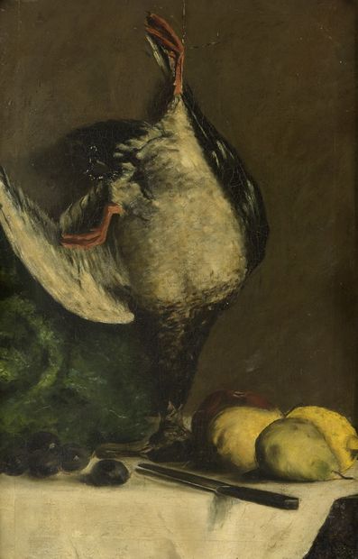 null PANTAZIS Périclès, 1849-1884
Nature morte au canard
huile sur toile rentoilée...